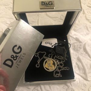 DOLCE & GABBANA Dog Tag Necklace D & G Logo Heart